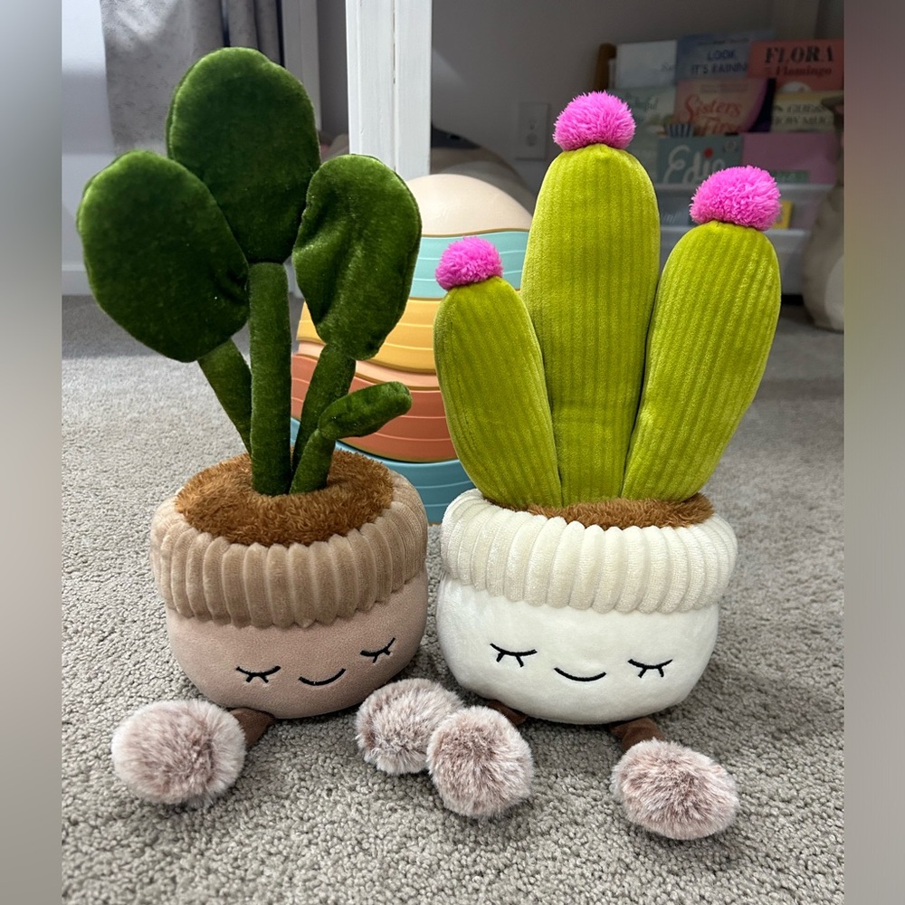 Plush Cactus & Succulent Toy Set - Soft Green Kids Plush Planters